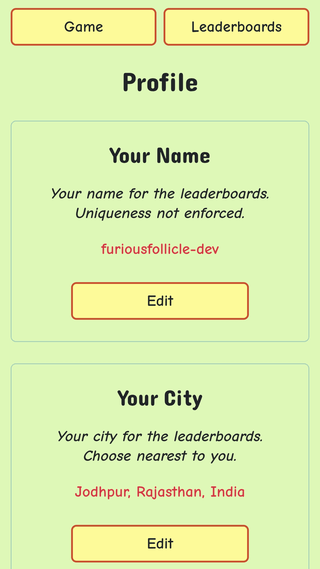 profile menu